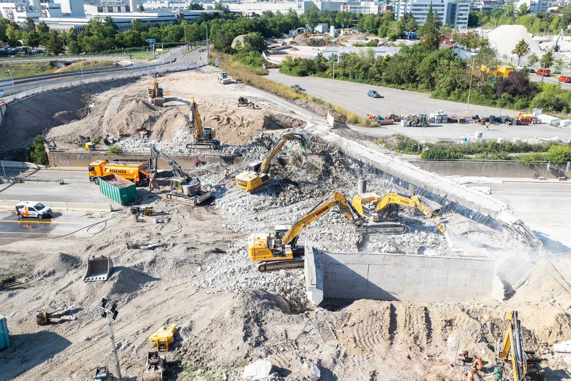 Impressionen vom Brückenabbruch auf der A81 Böblingen / Sindelfingen