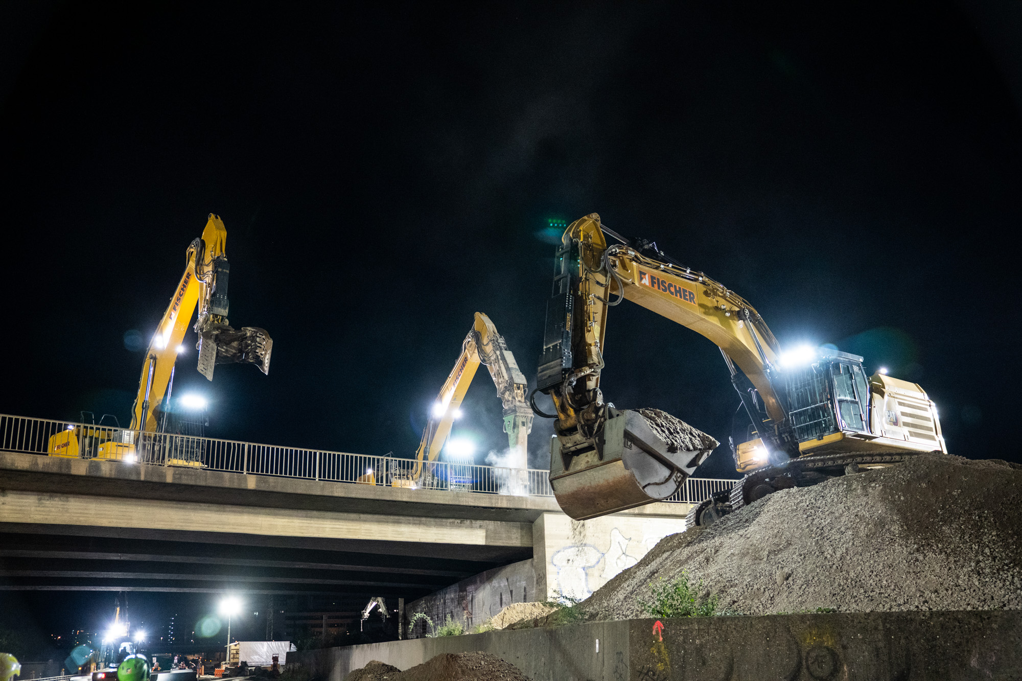Impressionen vom Brückenabbruch auf der A81 Böblingen / Sindelfingen