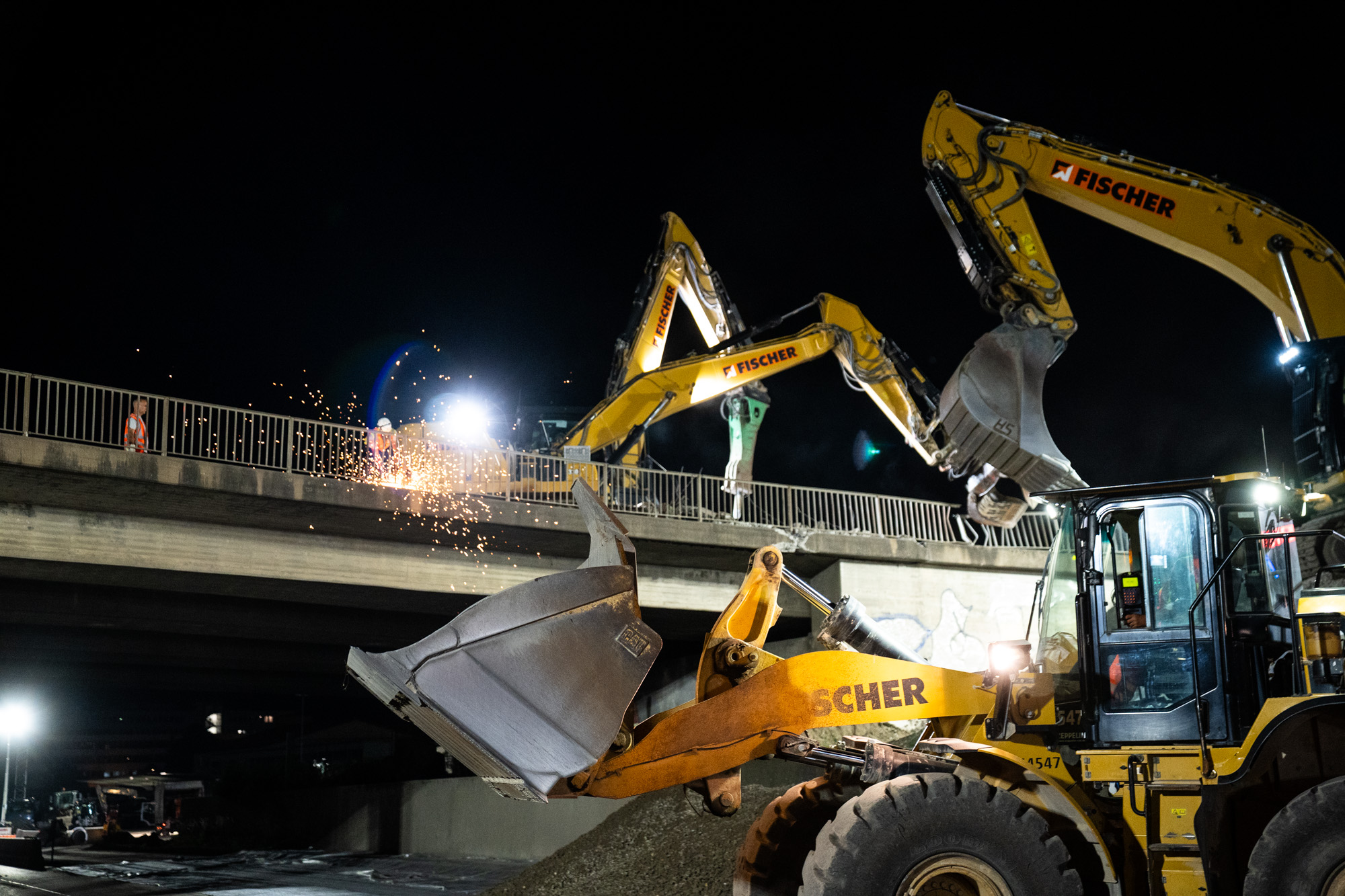 Impressionen vom Brückenabbruch auf der A81 Böblingen / Sindelfingen