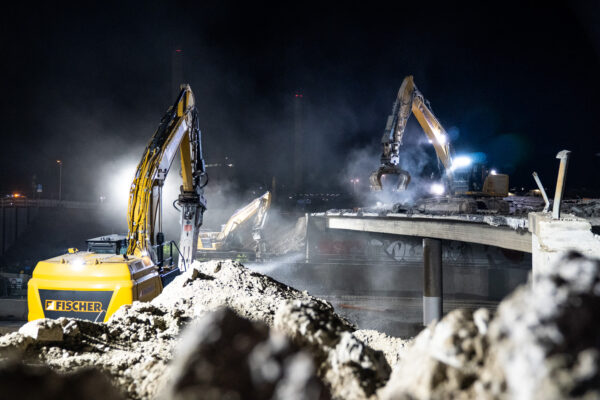 Impressionen vom Brückenabbruch auf der A81 Böblingen / Sindelfingen