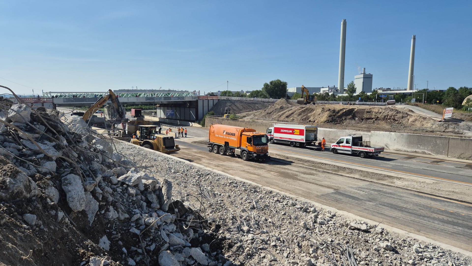 Impressionen vom Brückenabbruch auf der A81 Böblingen / Sindelfingen